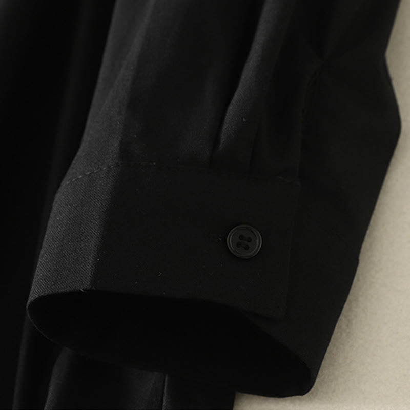 Tactile Cotton Relaxed Long-Sleeve Grounding Midi Dress
