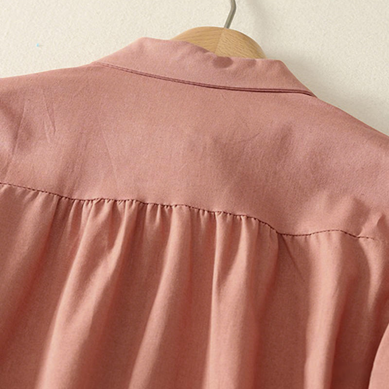 Tactile Cotton Relaxed Long-Sleeve Grounding Midi Dress
