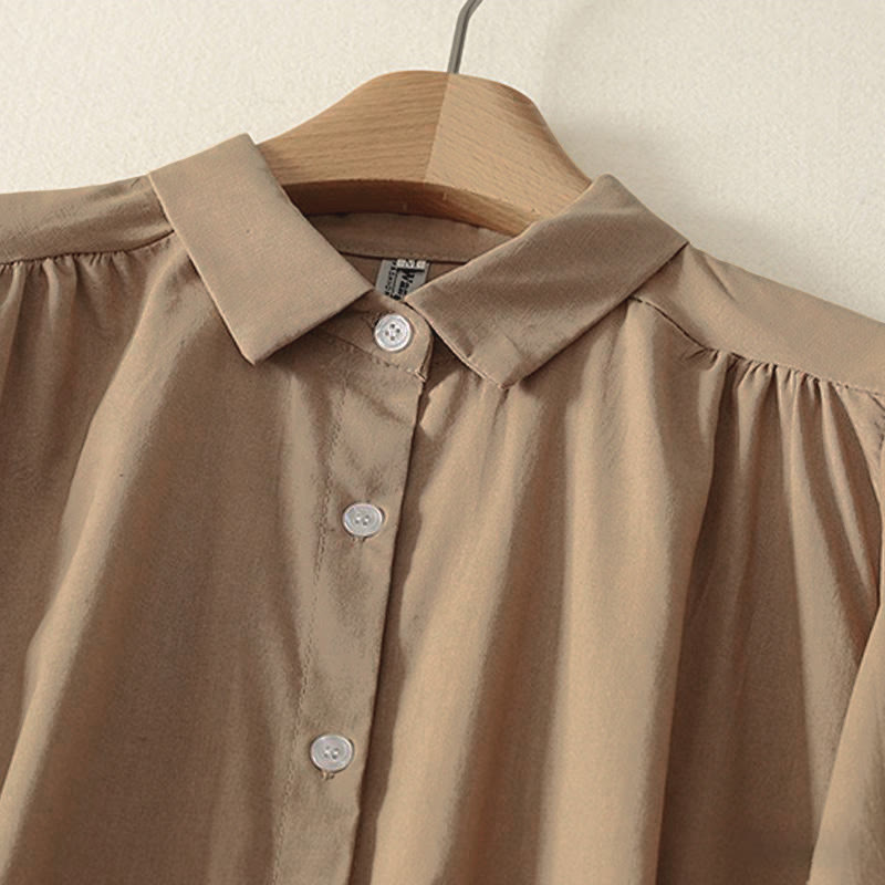 Tactile Cotton Relaxed Long-Sleeve Grounding Midi Dress