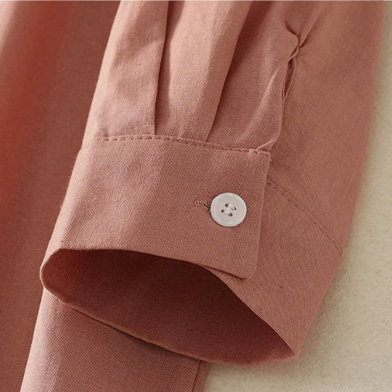 Tactile Cotton Relaxed Long-Sleeve Grounding Midi Dress