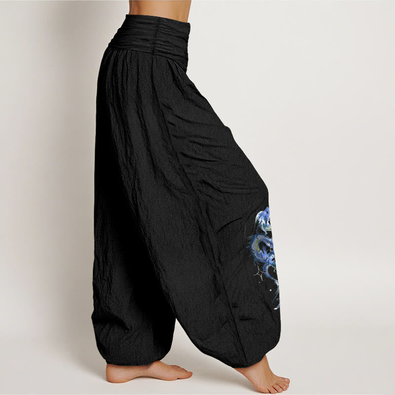 Pure Cotton Dragon Print Mindful Movement Harem Pants