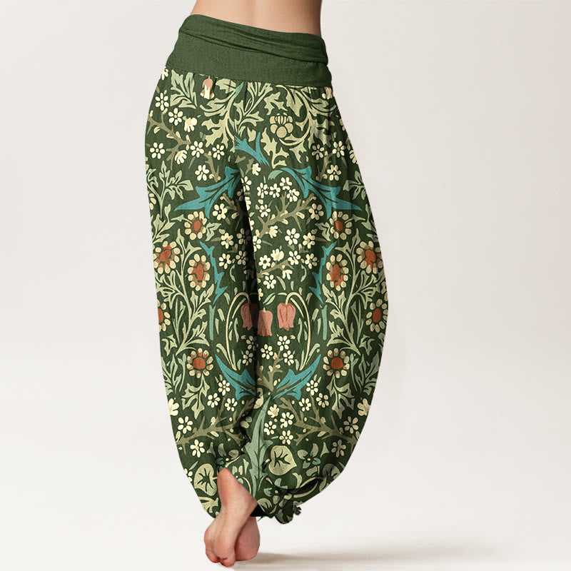 Pure Cotton Botanical Print Grounding Harem Pants