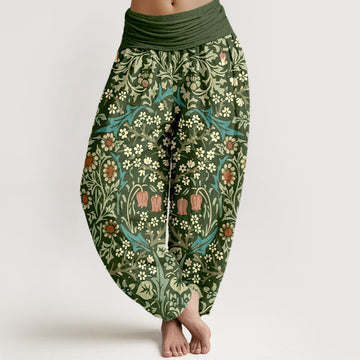 Pure Cotton Botanical Print Grounding Harem Pants
