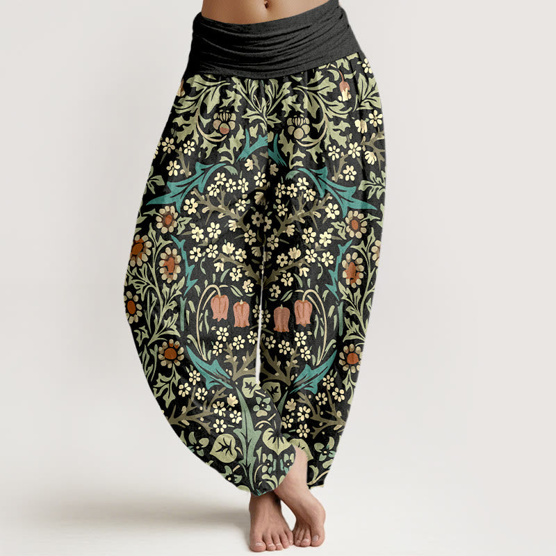 Pure Cotton Botanical Print Grounding Harem Pants