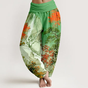 Pure Cotton Landscape Print Grounding Meditation Harem Pants