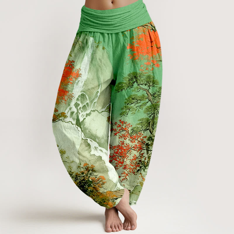 Pure Cotton Landscape Print Grounding Meditation Harem Pants