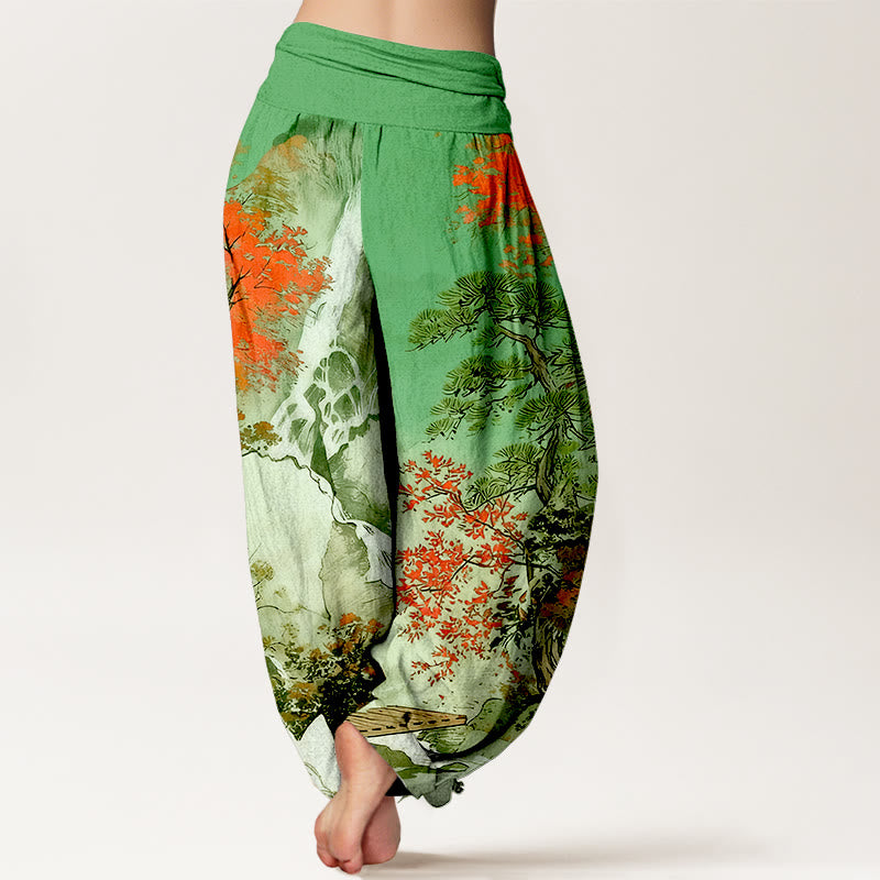 Pure Cotton Landscape Print Grounding Meditation Harem Pants