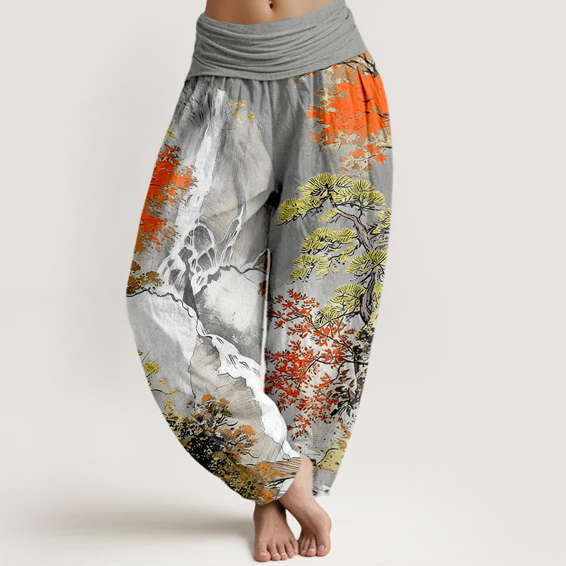 Pure Cotton Landscape Print Grounding Meditation Harem Pants