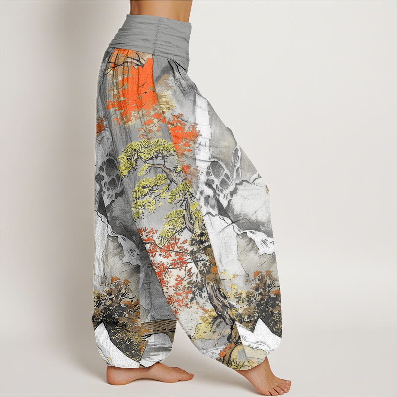 Pure Cotton Landscape Print Grounding Meditation Harem Pants