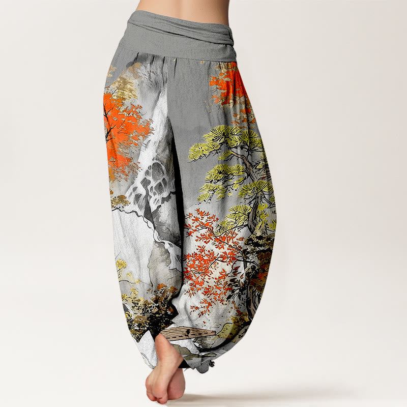 Pure Cotton Landscape Print Grounding Meditation Harem Pants