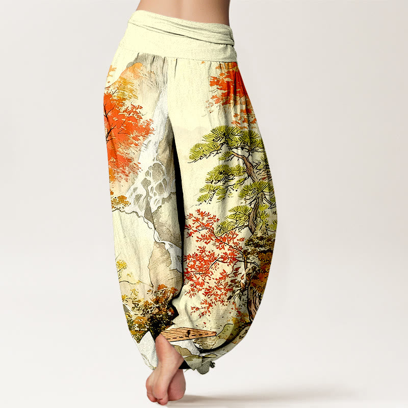 Pure Cotton Landscape Print Grounding Meditation Harem Pants