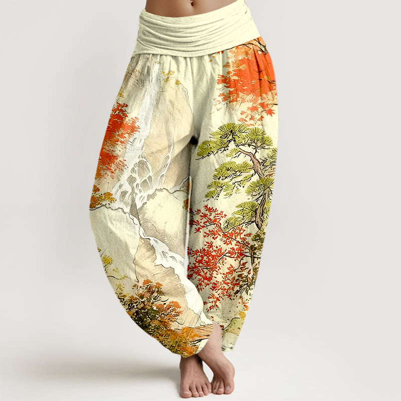 Pure Cotton Landscape Print Grounding Meditation Harem Pants