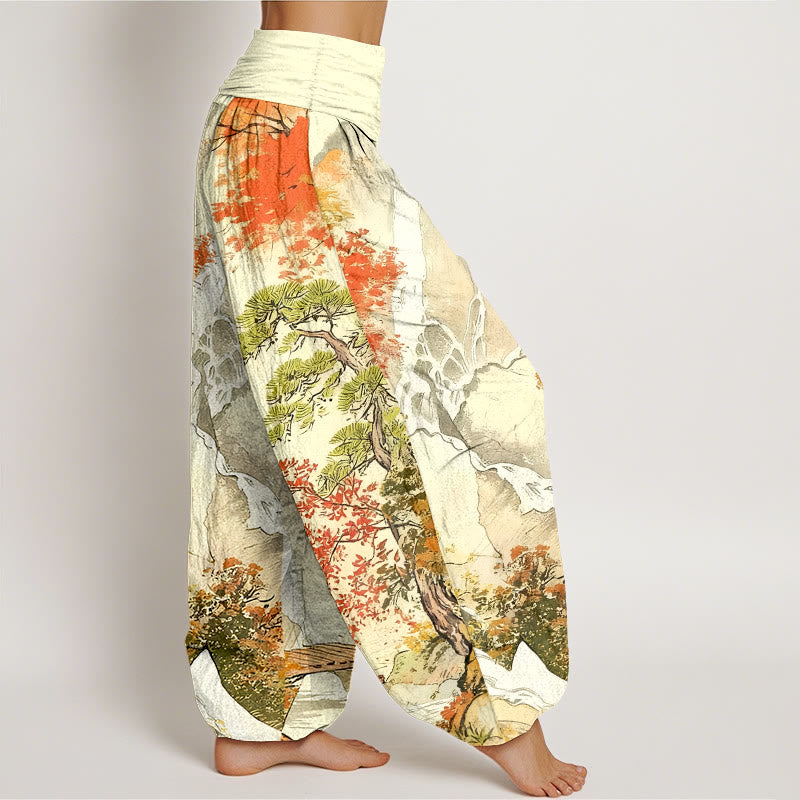 Pure Cotton Landscape Print Grounding Meditation Harem Pants