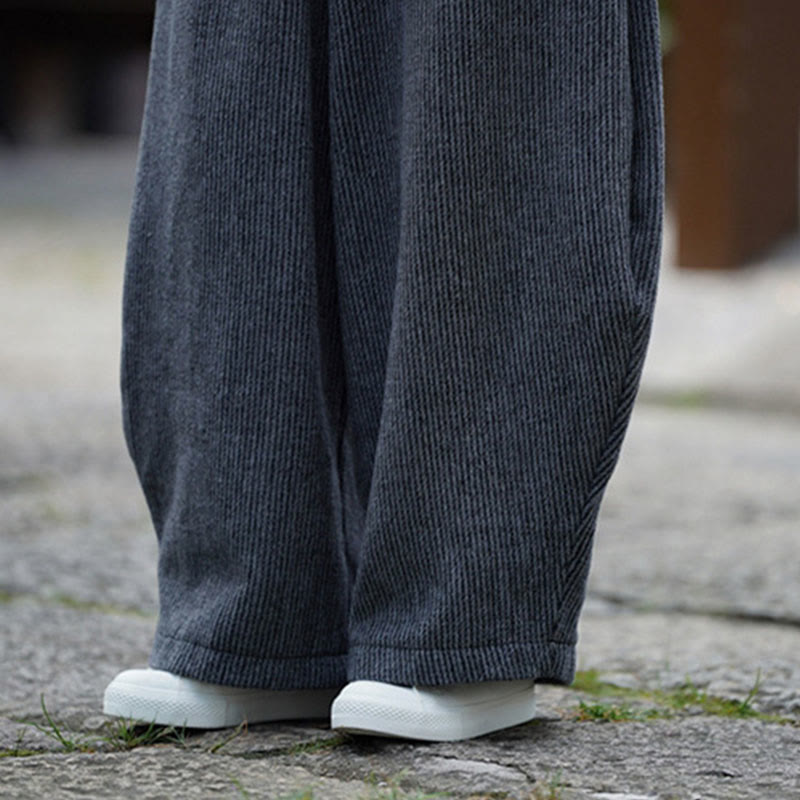 Winter Men's Pure Color Drawstring Design Cotton High Waist Pants With Pockets