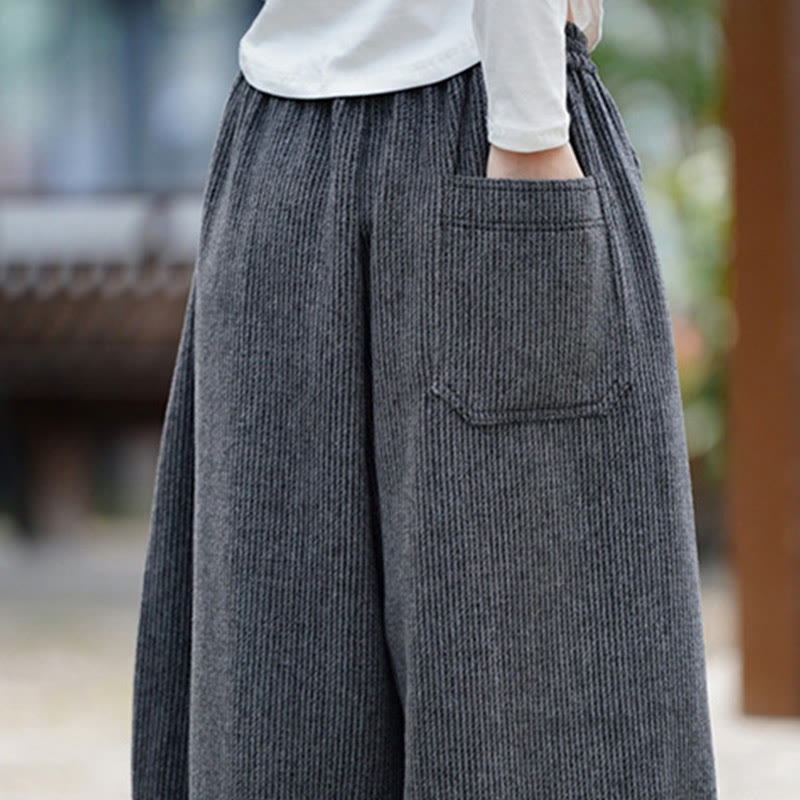 Winter Men's Pure Color Drawstring Design Cotton High Waist Pants With Pockets