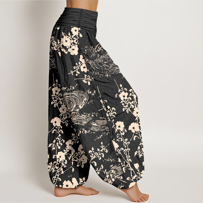 Tactile Cotton Flowing Botanical Print Meditation Harem Pants