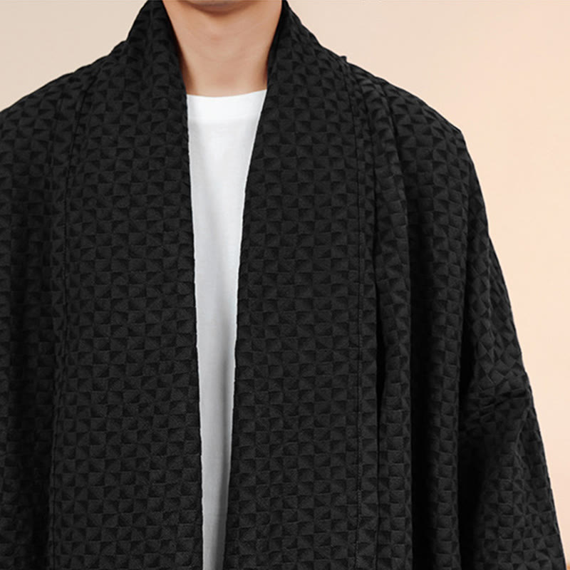 Winter Jacquard Simple Design Men's Cotton Long Sleeve Kimono