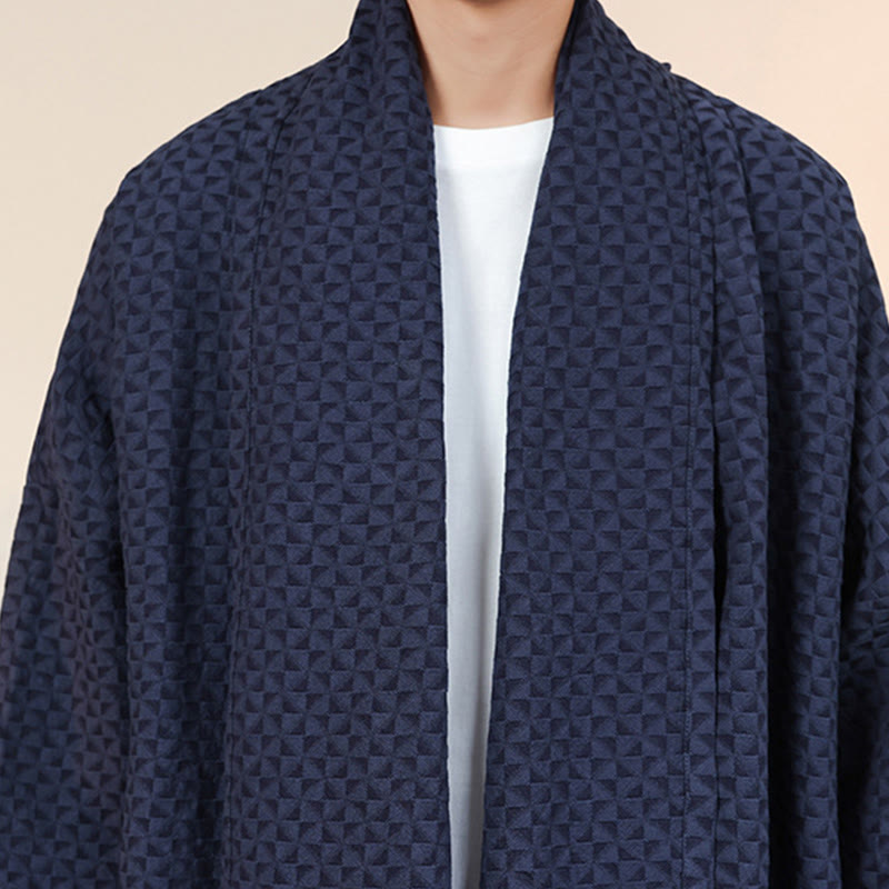 Winter Jacquard Simple Design Men's Cotton Long Sleeve Kimono