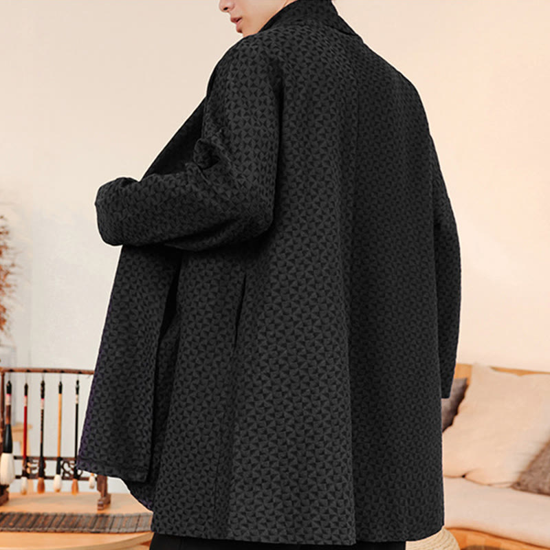 Winter Jacquard Simple Design Men's Cotton Long Sleeve Kimono