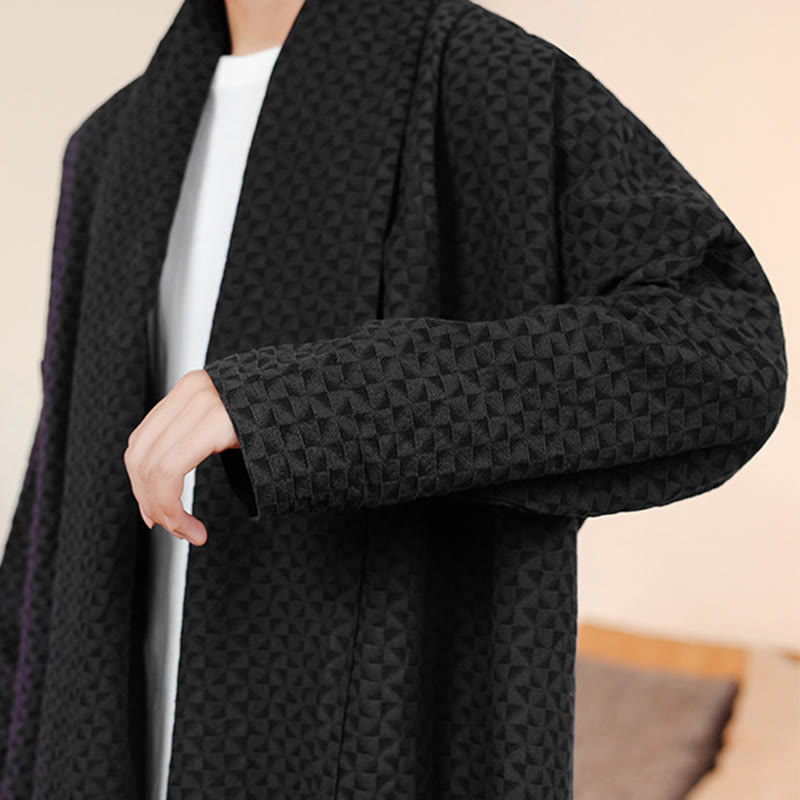 Winter Jacquard Simple Design Men's Cotton Long Sleeve Kimono