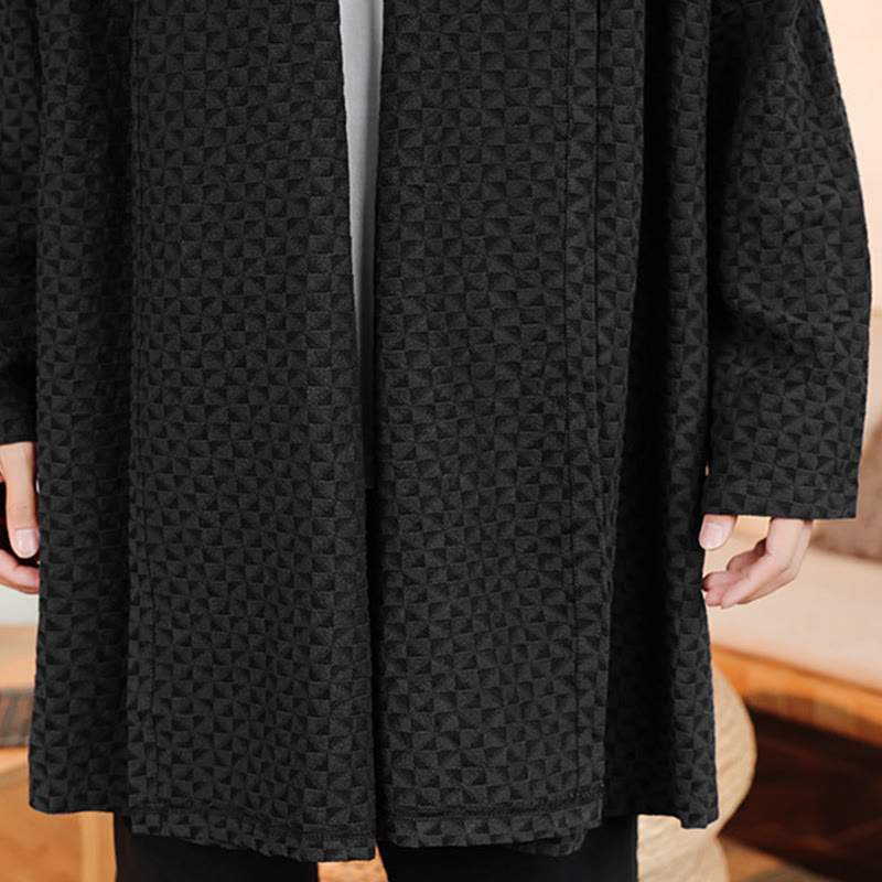 Winter Jacquard Simple Design Men's Cotton Long Sleeve Kimono