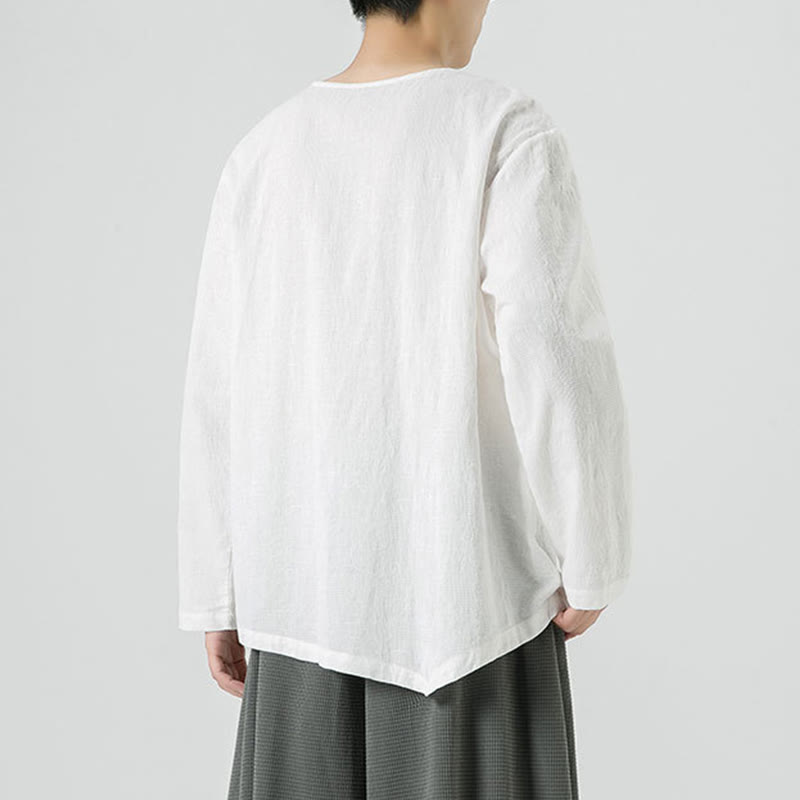 Tactile Cotton Frog-Button Long Sleeve Men's Meditation T-Shirt