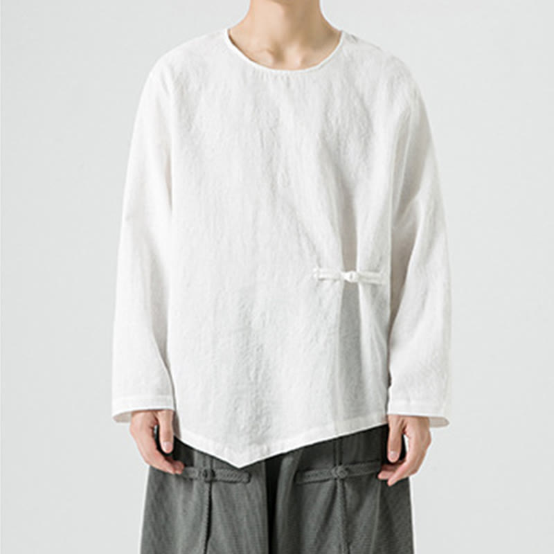 Tactile Cotton Frog-Button Long Sleeve Men's Meditation T-Shirt