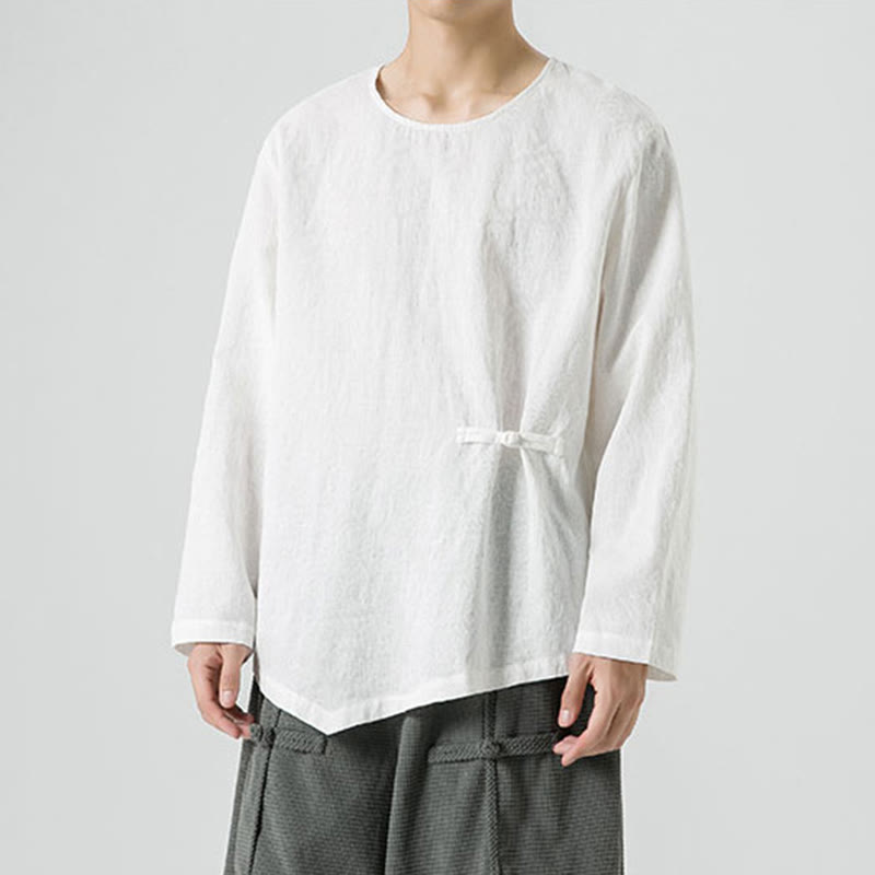 Tactile Cotton Frog-Button Long Sleeve Men's Meditation T-Shirt