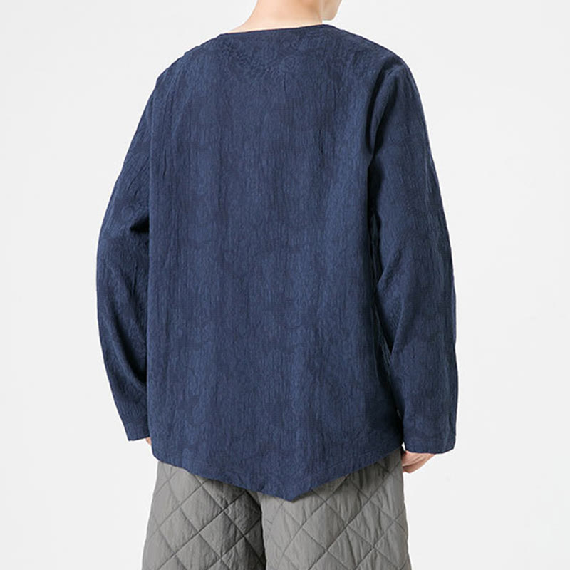 Tactile Cotton Frog-Button Long Sleeve Men's Meditation T-Shirt
