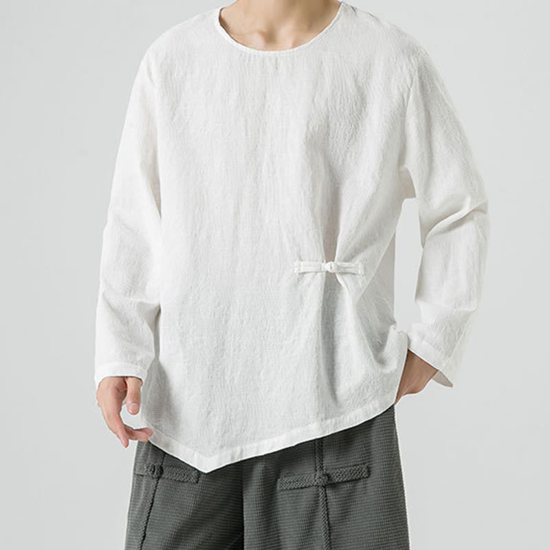 Tactile Cotton Frog-Button Long Sleeve Men's Meditation T-Shirt