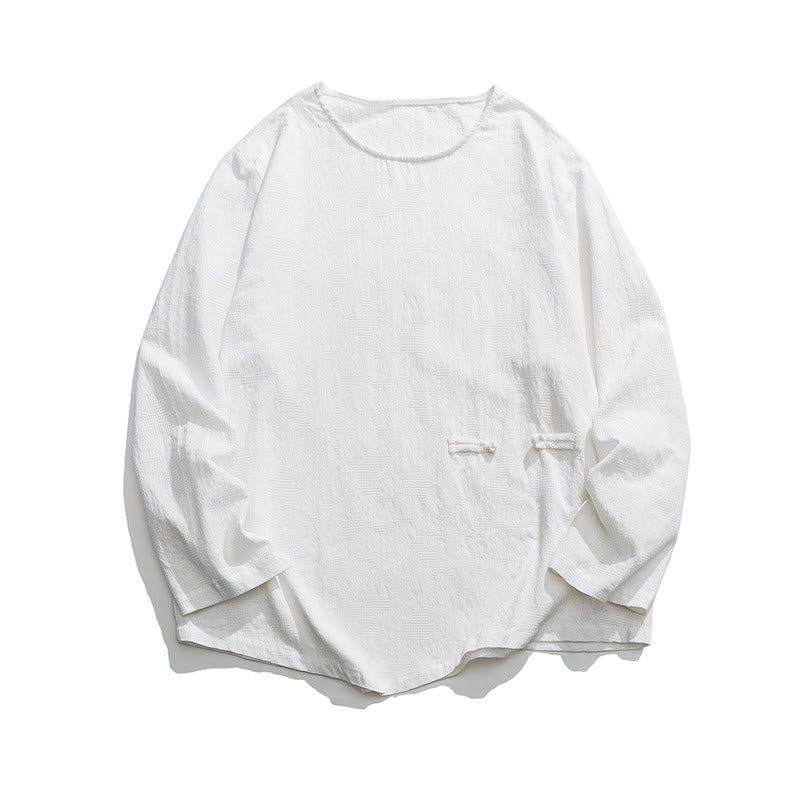 Tactile Cotton Frog-Button Long Sleeve Men's Meditation T-Shirt