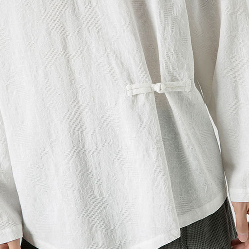 Tactile Cotton Frog-Button Long Sleeve Men's Meditation T-Shirt