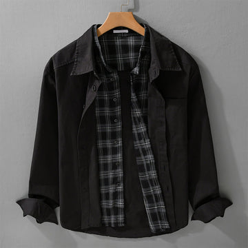 Tactile Cotton Layered Plaid Mindful Men's Jacket