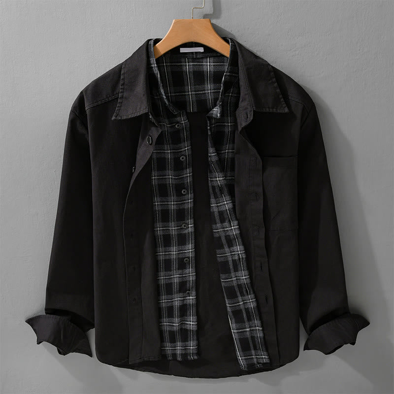 Tactile Cotton Layered Plaid Mindful Men's Jacket