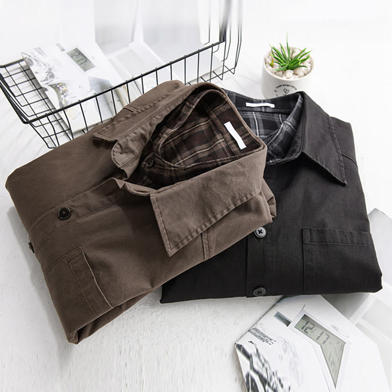 Tactile Cotton Layered Plaid Mindful Men's Jacket