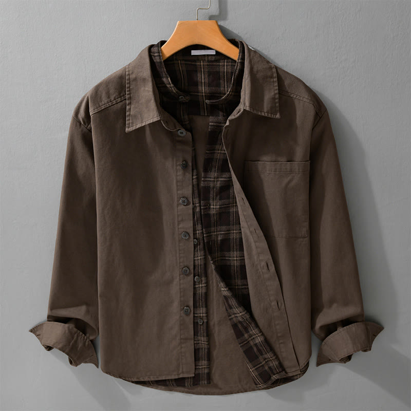 Tactile Cotton Layered Plaid Mindful Men's Jacket