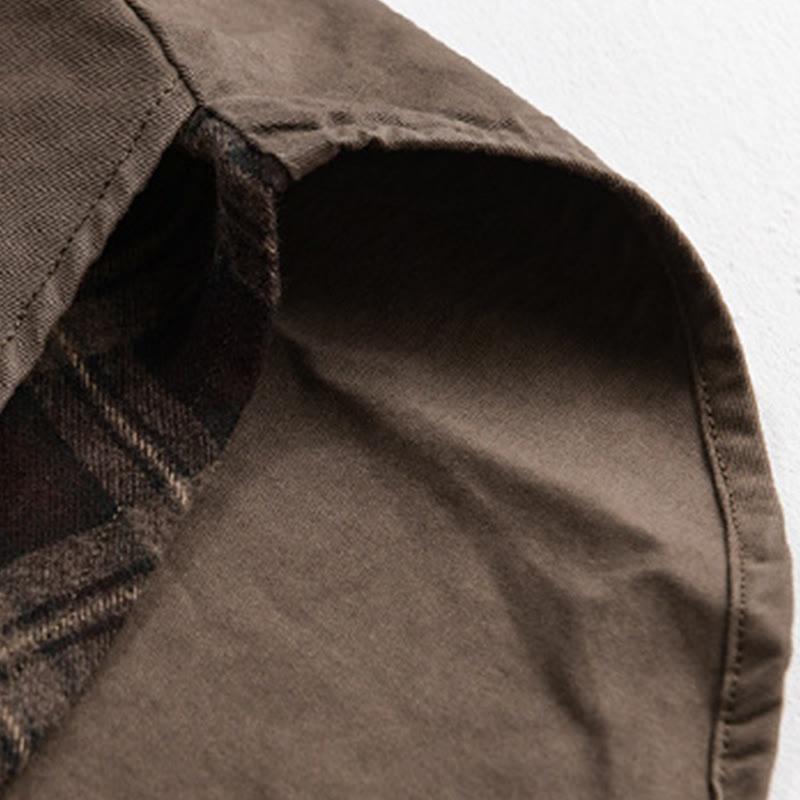 Tactile Cotton Layered Plaid Mindful Men's Jacket