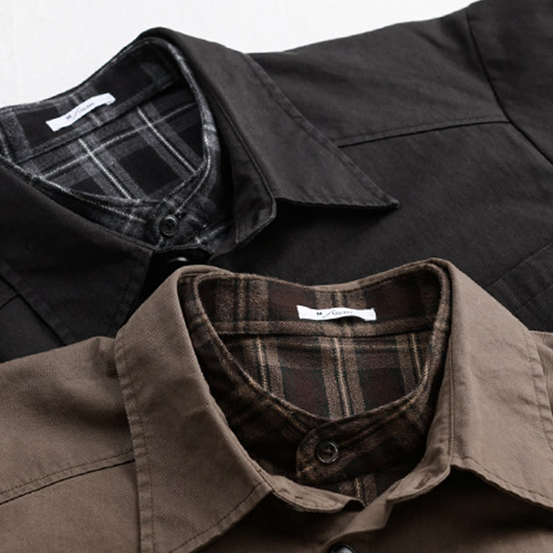 Tactile Cotton Layered Plaid Mindful Men's Jacket
