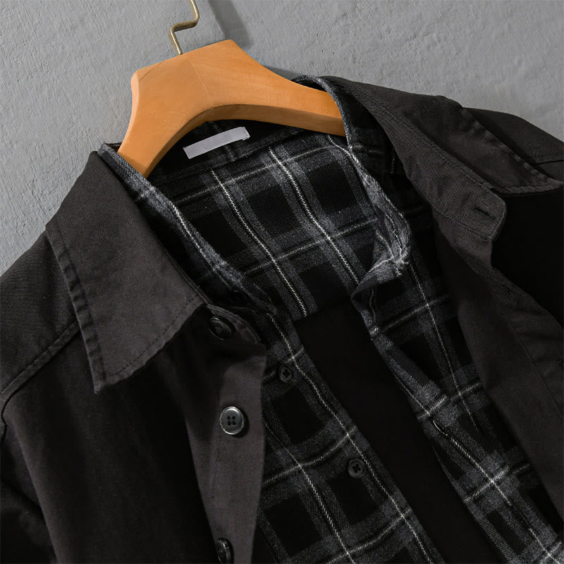 Tactile Cotton Layered Plaid Mindful Men's Jacket