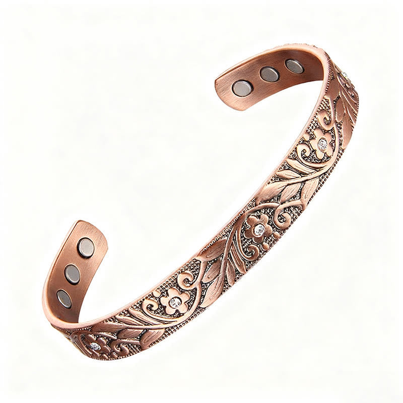 Hand-Polished Copper Flower Adjustable Cuff Balance Bangle Bracelet