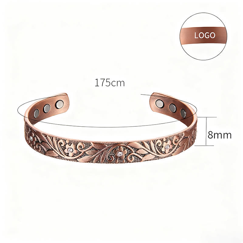 Hand-Polished Copper Flower Adjustable Cuff Balance Bangle Bracelet