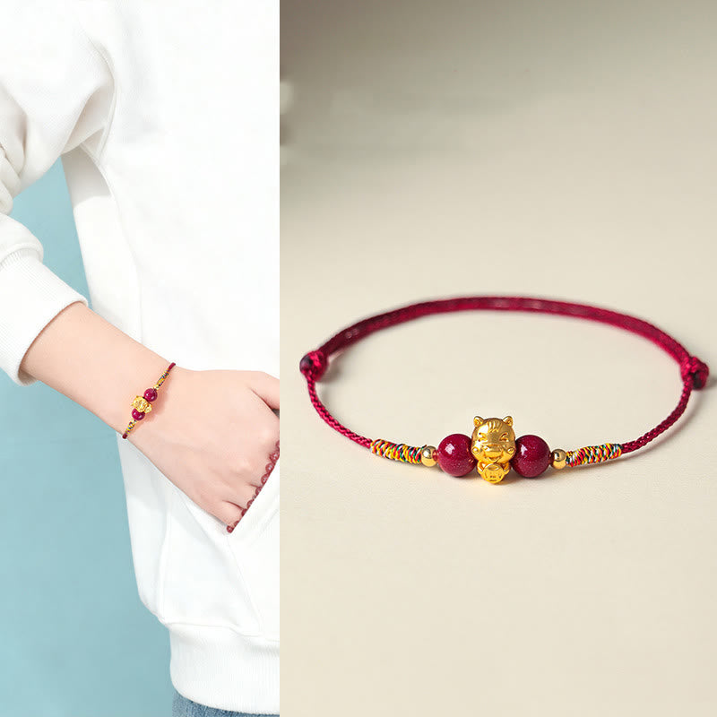 999 Sterling Silver Year of the Horse Fu Character Red String Cinnabar Luck Bracelet