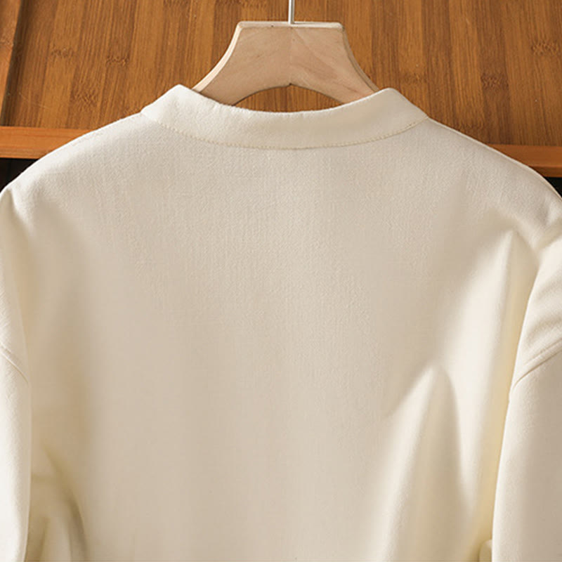 Winter Frog-button Long Sleeve Cotton Fleece Lined Women's Thermal Jacket With Pockets