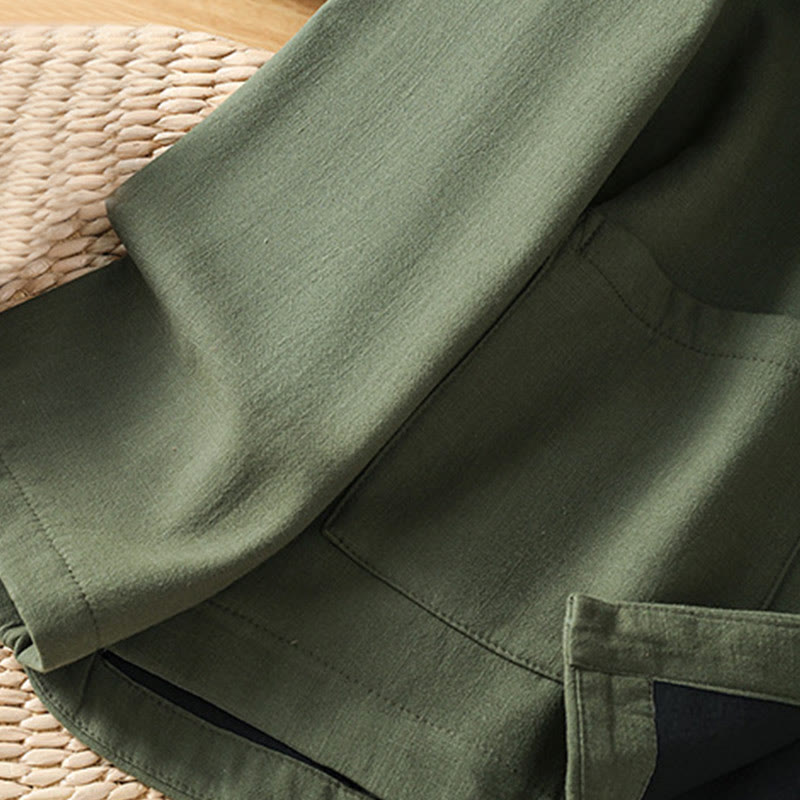 Winter Frog-button Long Sleeve Cotton Fleece Lined Women's Thermal Jacket With Pockets