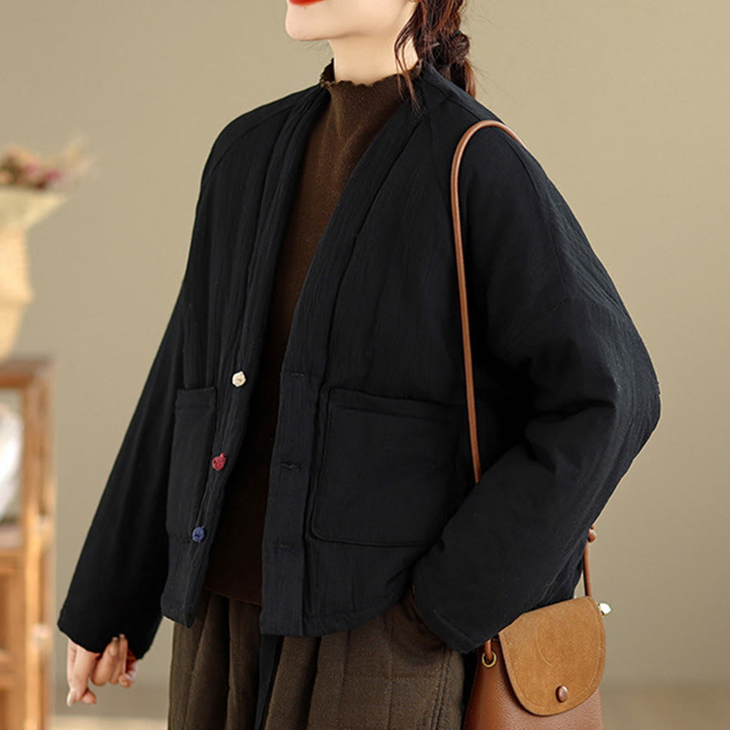 Winter Long Sleeve Cotton Women's Thermal Jacket With Pockets