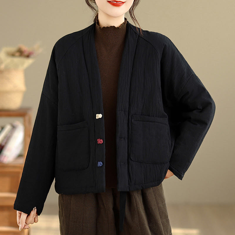 Winter Long Sleeve Cotton Women's Thermal Jacket With Pockets