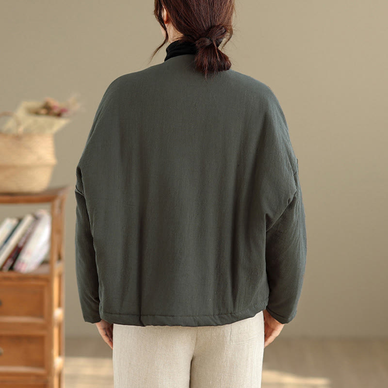 Winter Long Sleeve Cotton Women's Thermal Jacket With Pockets