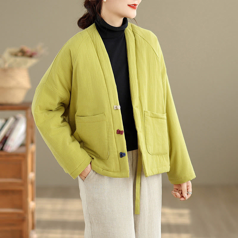 Winter Long Sleeve Cotton Women's Thermal Jacket With Pockets