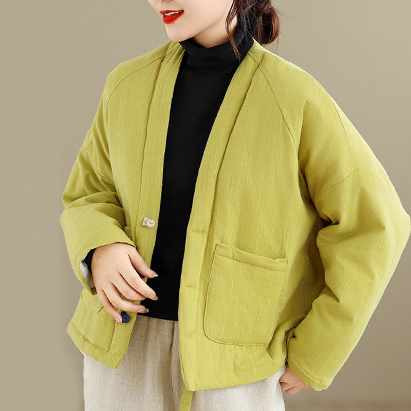 Winter Long Sleeve Cotton Women's Thermal Jacket With Pockets