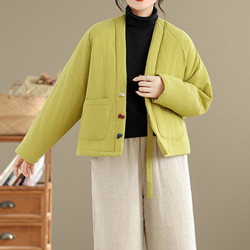 Winter Long Sleeve Cotton Women's Thermal Jacket With Pockets